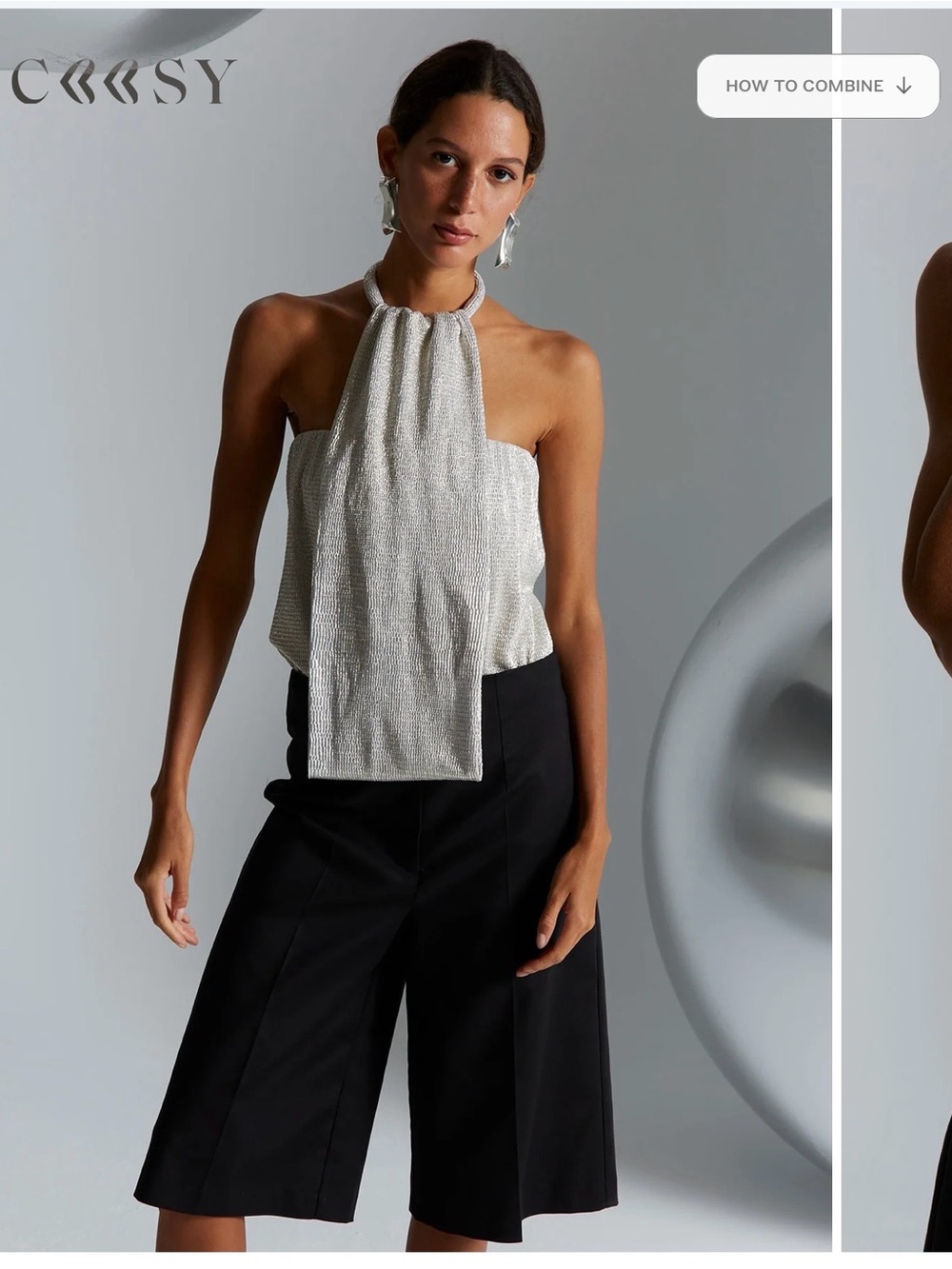 Metallic champagne gold Strapless Top